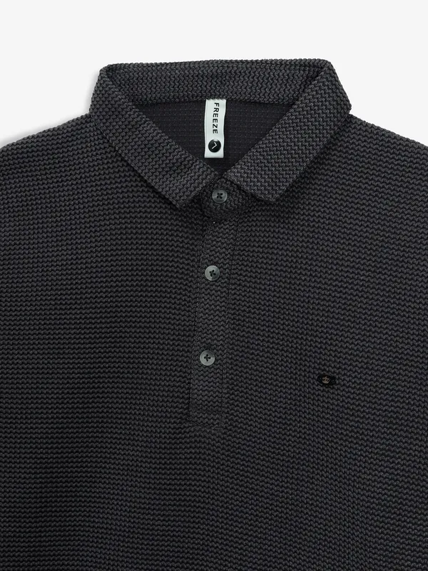 FREEZE dark brown knitted t-shirt