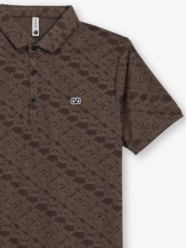 FREEZE dark brown printed polo t-shirt