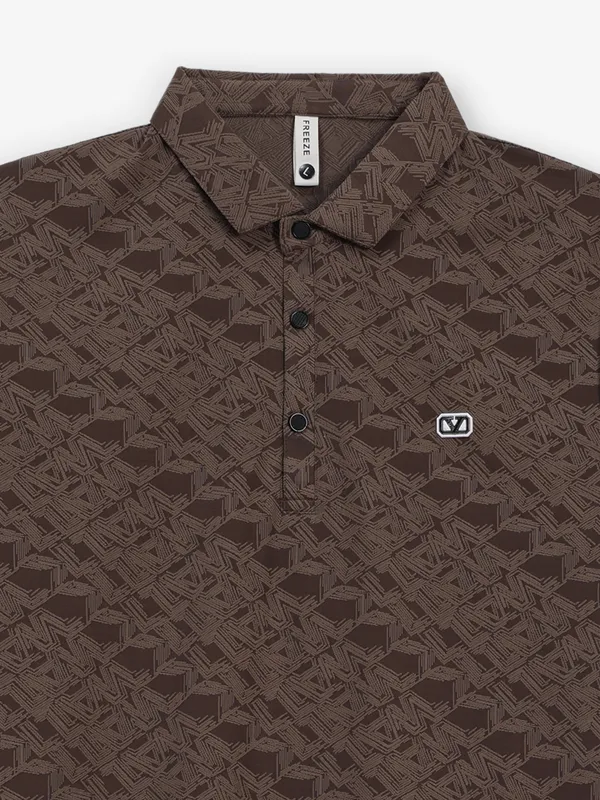 FREEZE dark brown printed polo t-shirt