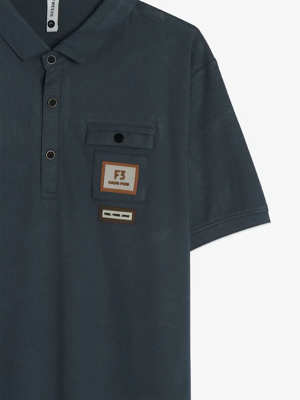 Freeze dark grey cotton plain t-shirt