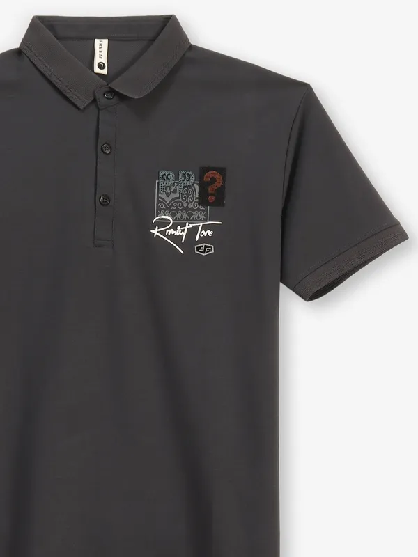 FREEZE dark grey cotton polo t-shirt