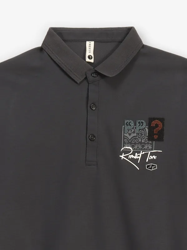 FREEZE dark grey cotton polo t-shirt