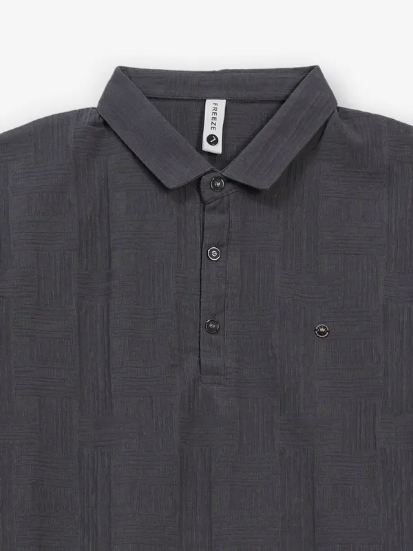 FREEZE dark grey cotton polo t-shirt for men