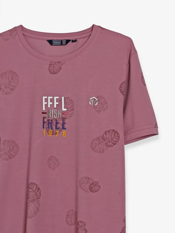Freeze dark pink printed cotton t shirt