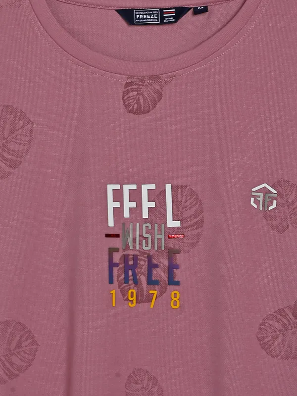 Freeze dark pink printed cotton t shirt
