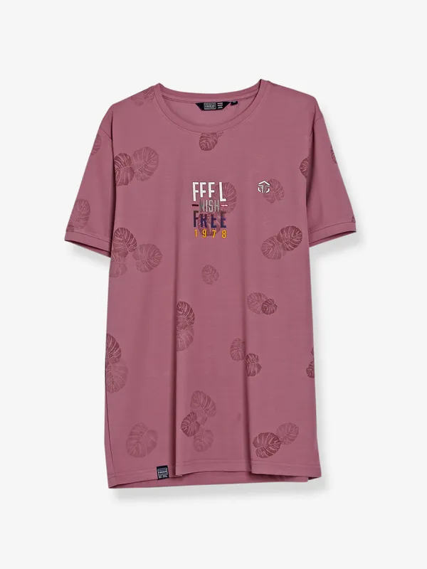 Freeze dark pink printed cotton t shirt