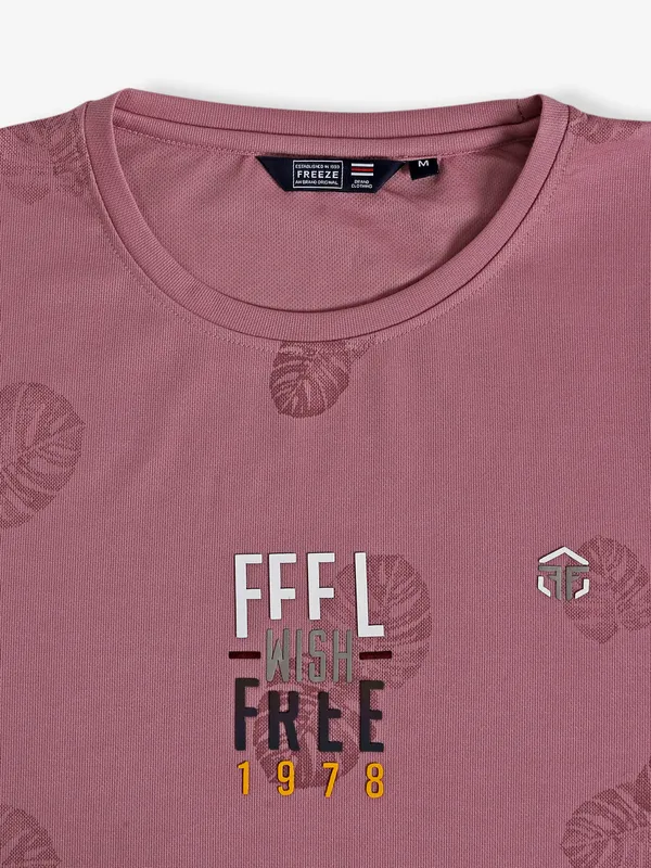 Freeze dark pink printed cotton t shirt