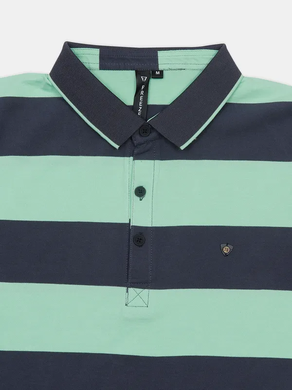 Freeze green and navy striped cotton t shirt