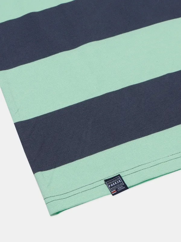 Freeze green and navy striped cotton t shirt