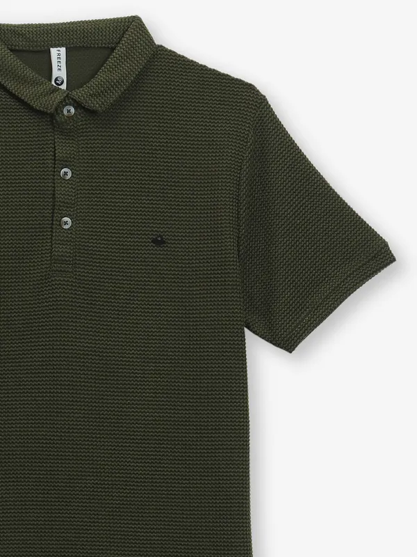 FREEZE green textured cotton t-shirt