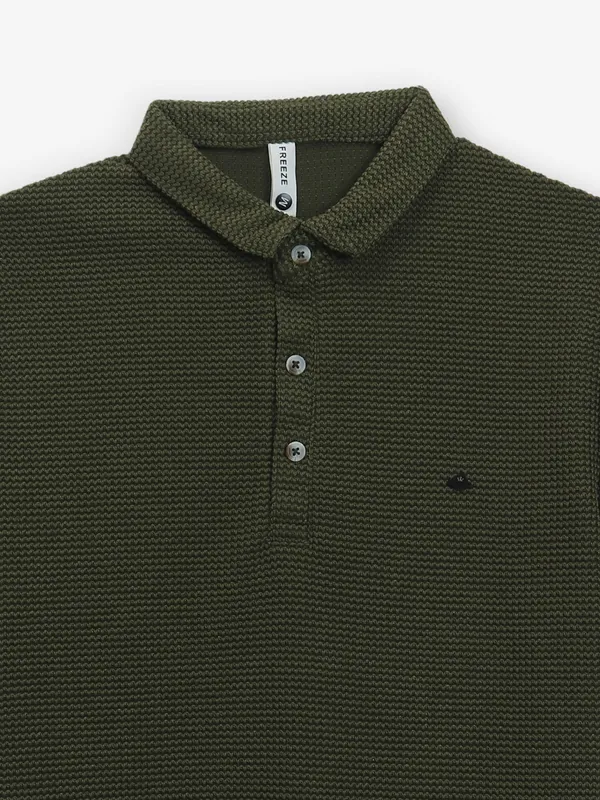 FREEZE green textured cotton t-shirt
