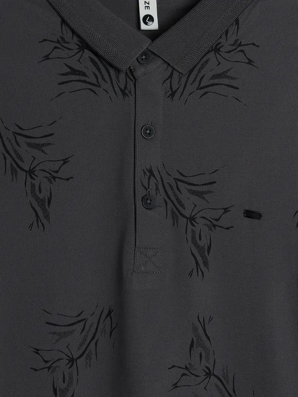 FREEZE grey printed polo t-shirt