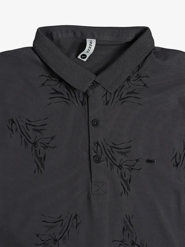 FREEZE grey printed polo t-shirt