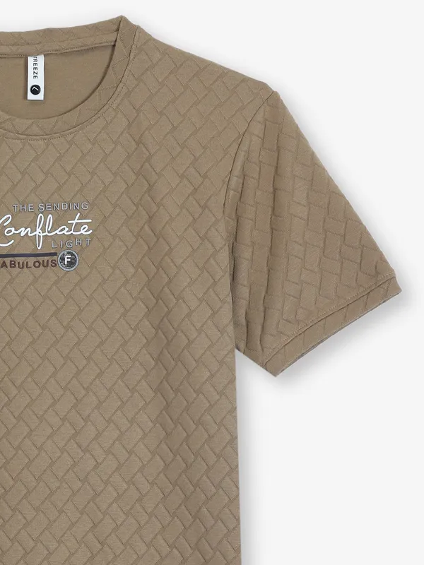 FREEZE khaki texture cotton t-shirt