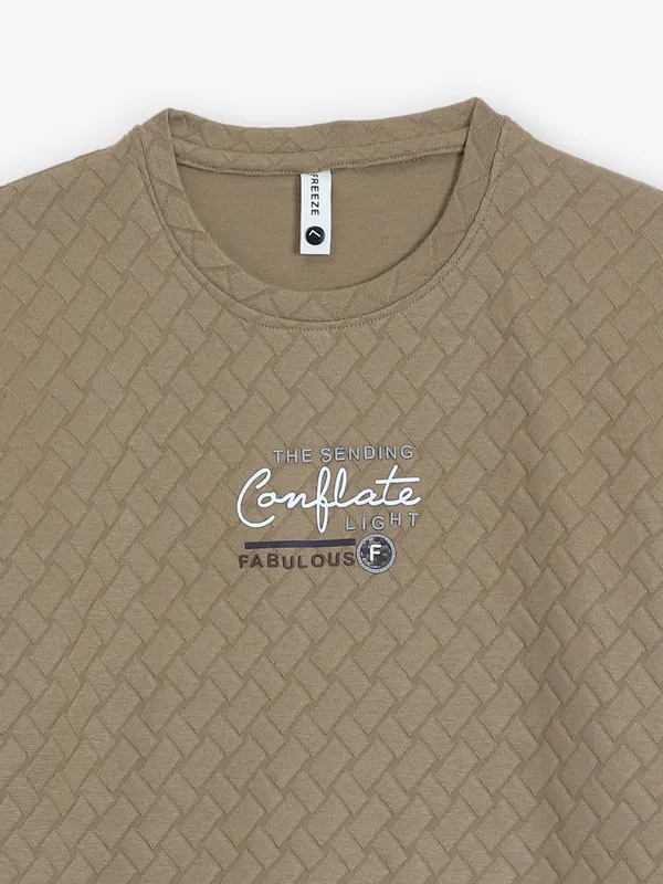 FREEZE khaki texture cotton t-shirt