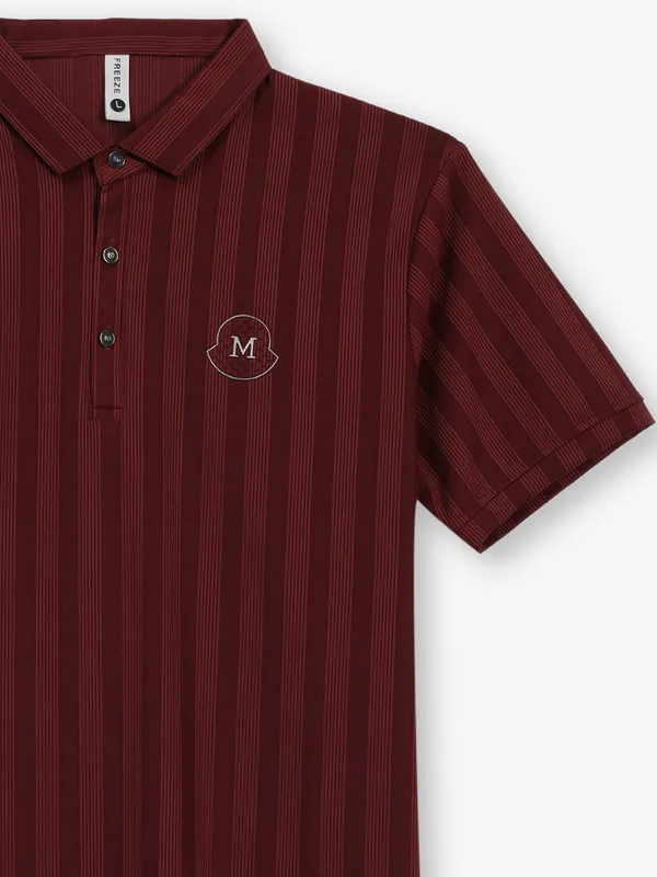 FREEZE maroon cotton polo t-shirt for men