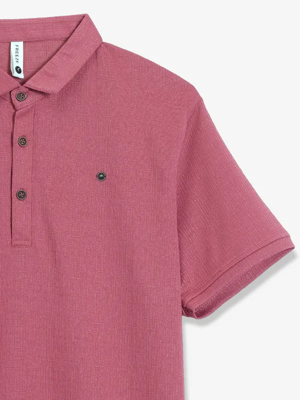 FREEZE maroon plain cotton t-shirt