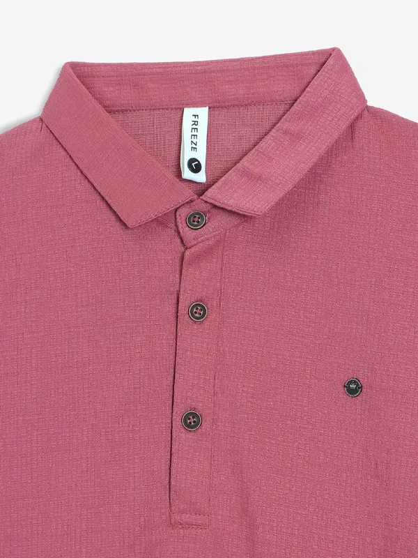 FREEZE maroon plain cotton t-shirt