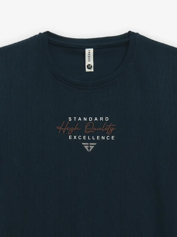 FREEZE dark blue texture cotton t-shirt
