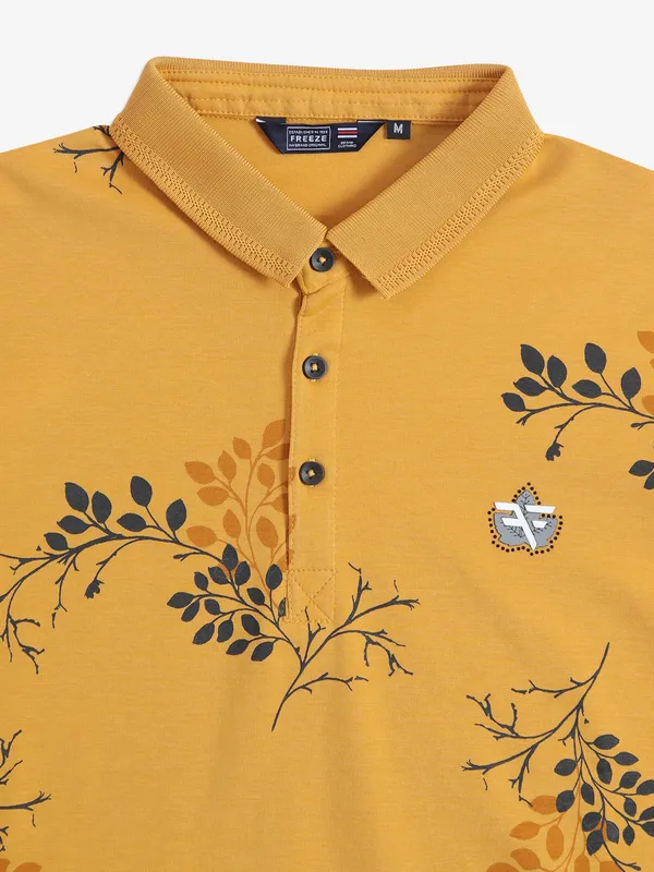 Freeze mustard yellow printed t shirt
