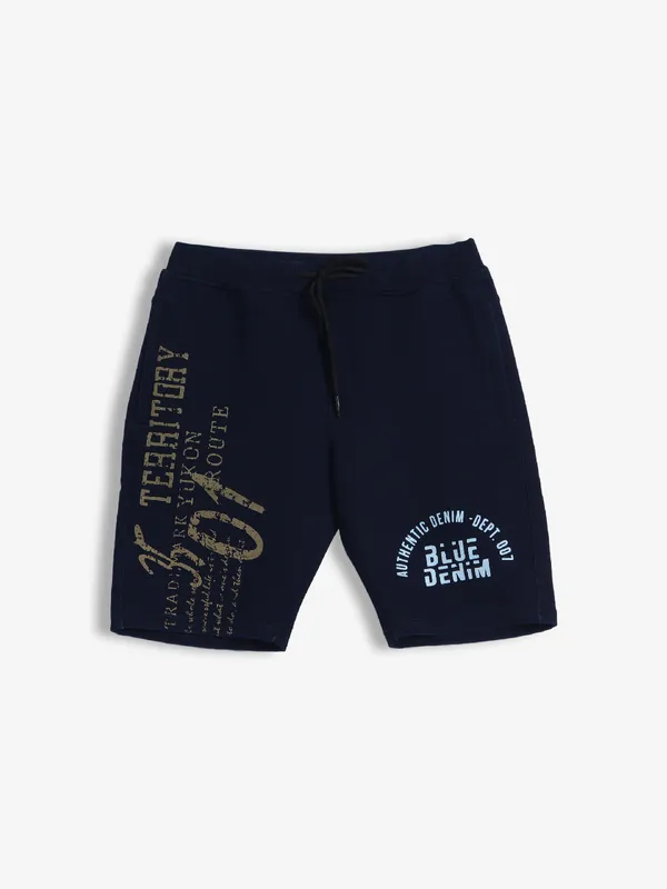 Freeze navy denim printed shorts