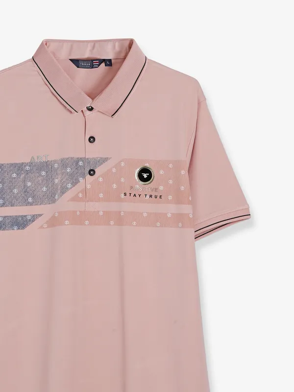 Freeze peach printed polo t shirt