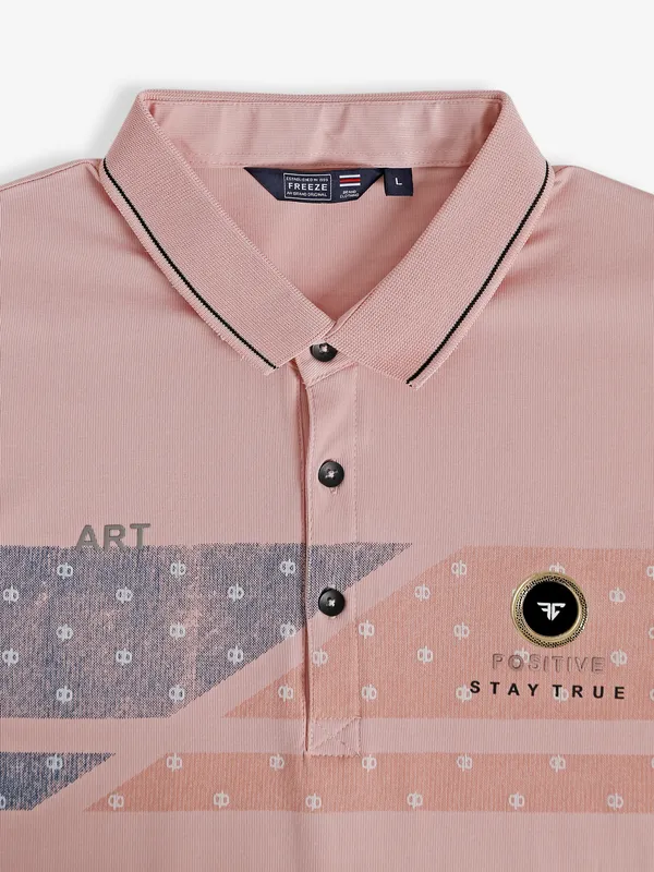 Freeze peach printed polo t shirt