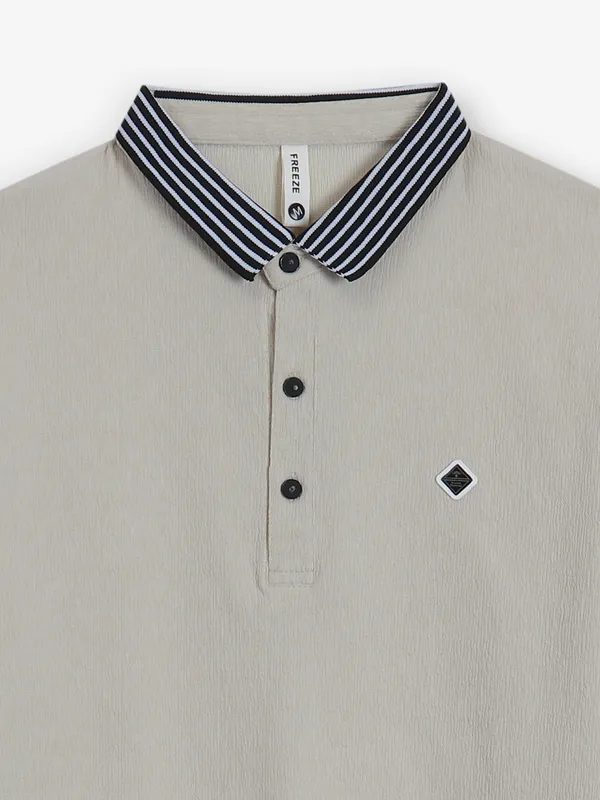 FREEZE plain beige cotton t-shirt