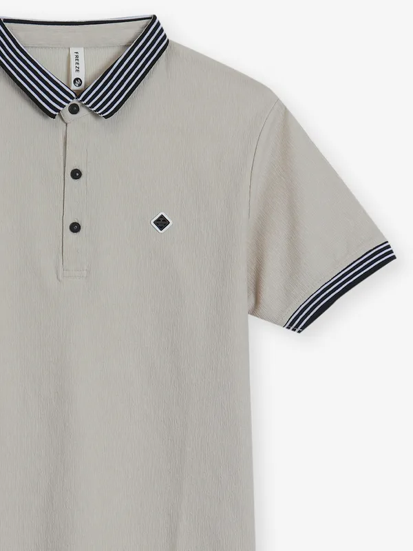 FREEZE plain beige cotton t-shirt