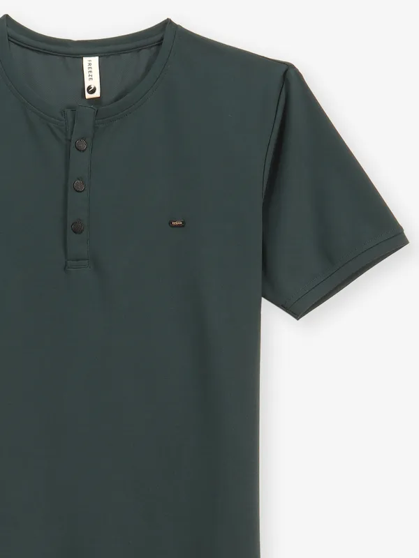 FREEZE plain bottle green cotton t-shirt