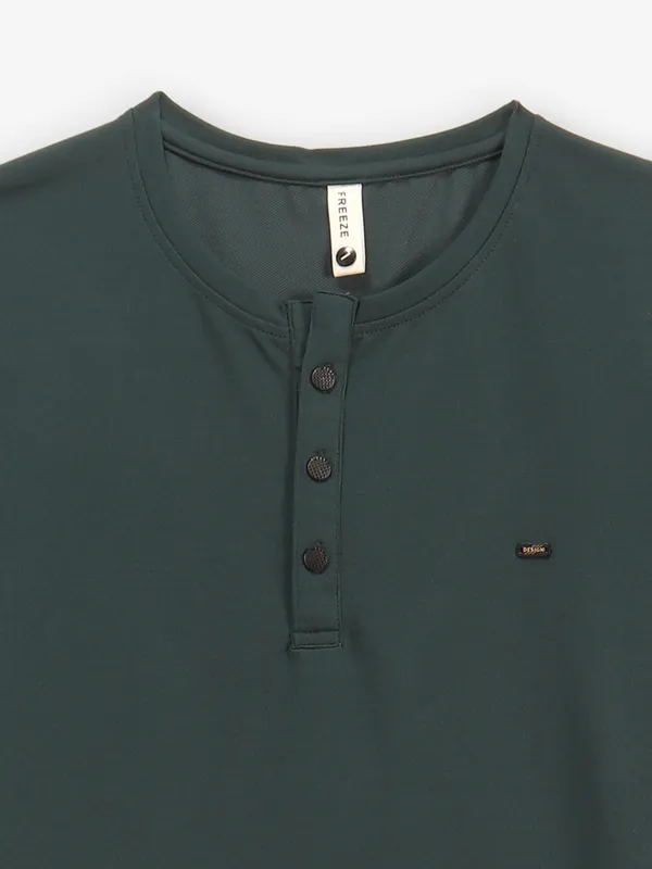 FREEZE plain bottle green cotton t-shirt