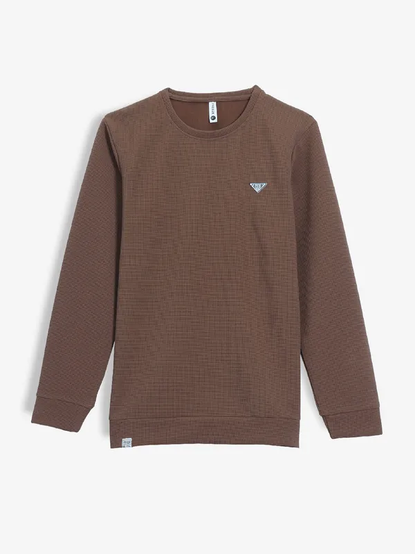 FREEZE plain brown cotton t-shirt