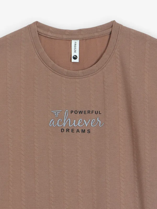 FREEZE plain brown round neck t-shirt