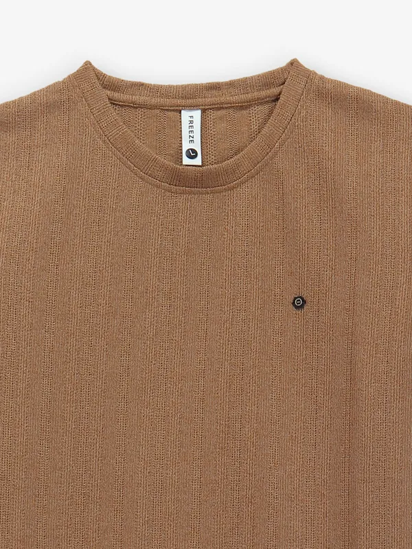 FREEZE plain brown t-shirt in cotton