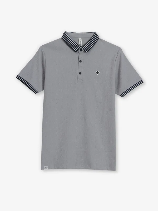 FREEZE plain grey polo t-shirt in cotton