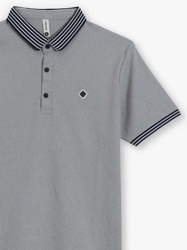 FREEZE plain grey polo t-shirt in cotton