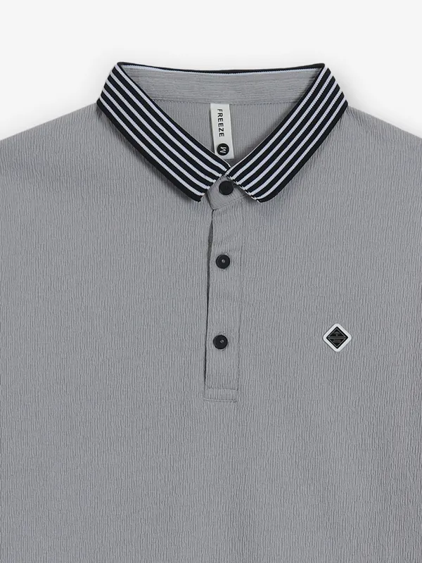 FREEZE plain grey polo t-shirt in cotton