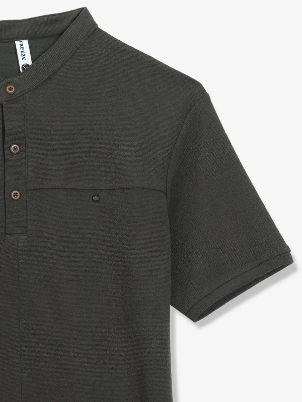 FREEZE plain olive cotton t-shirt