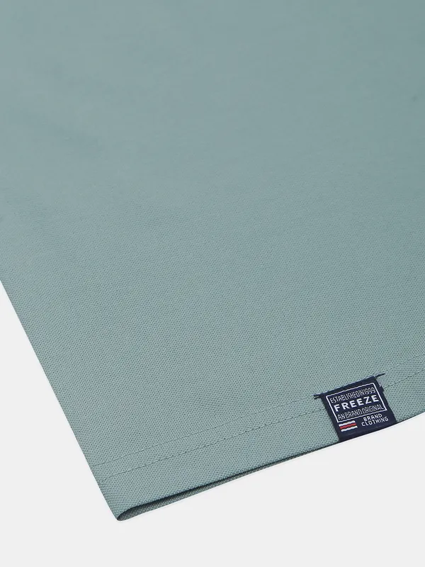 Freeze printed casual pistachio green t-shirt