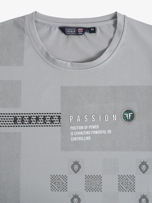 Freeze printed cotton t shirt in grey