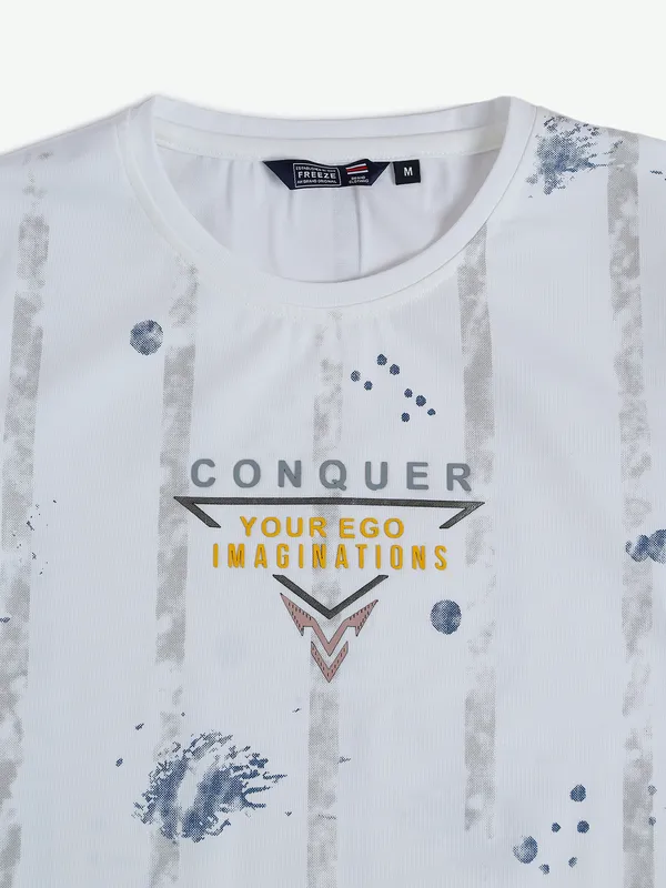 Freeze printed cotton white casual t shirt