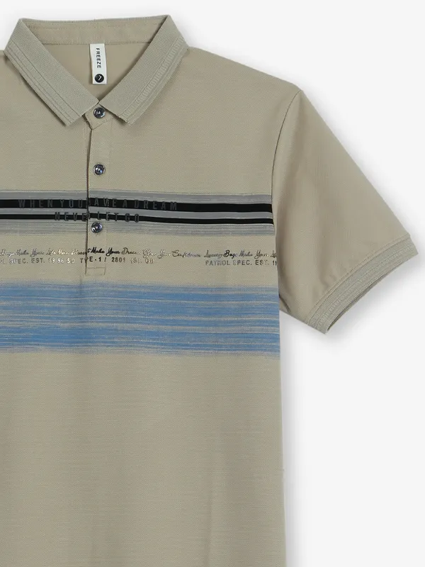 FREEZE printed khaki cotton t-shirt