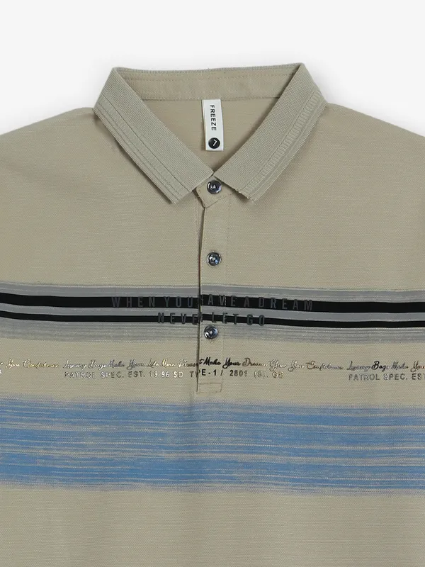 FREEZE printed khaki cotton t-shirt