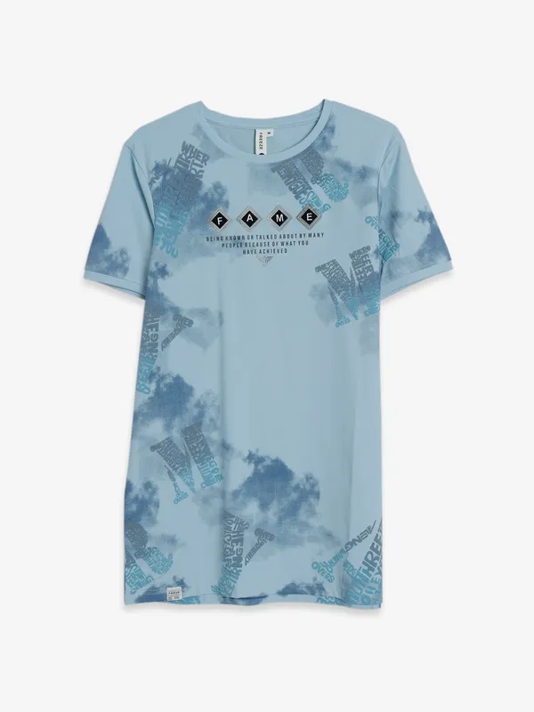 Freeze printed light blue t shirt