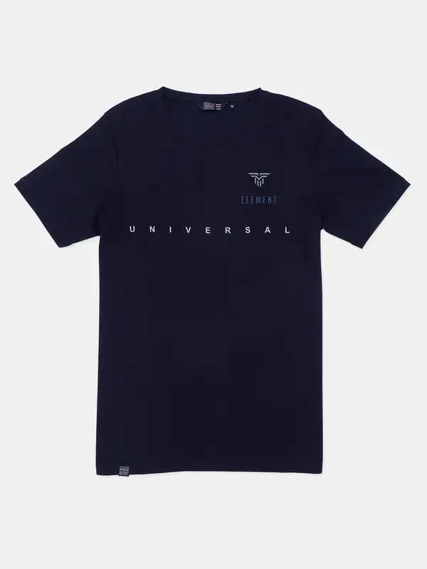 Freeze printed navy regular fit men t shirt