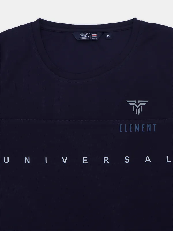 Freeze printed navy regular fit men t shirt