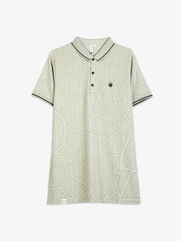Freeze sage green printed polo t-shirt