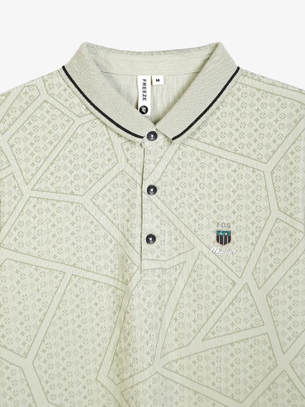 Freeze sage green printed polo t-shirt