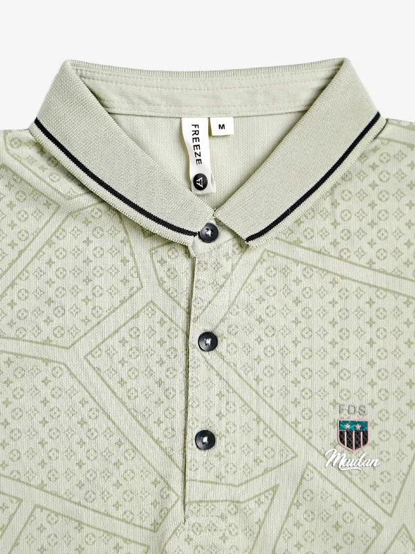 Freeze sage green printed polo t-shirt