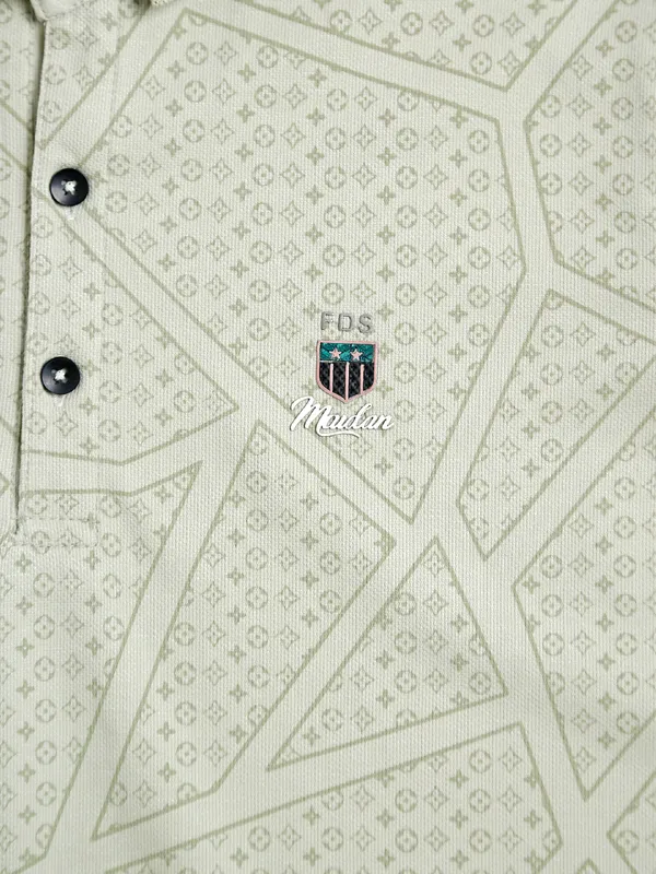 Freeze sage green printed polo t-shirt